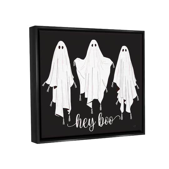 Stupell Industries Hey Boo Three Ghosts Framed Floater Canvas Wall Art